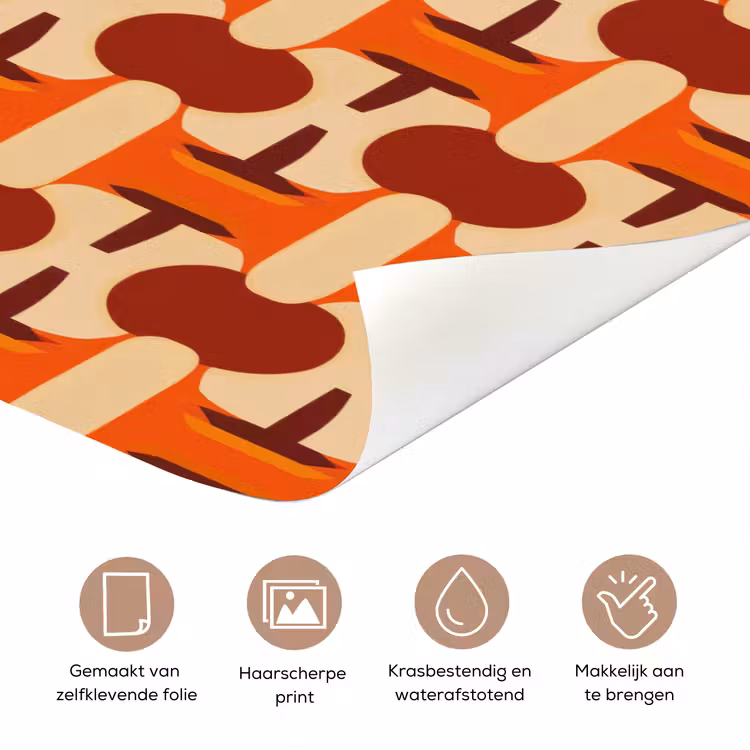 Geometrisch - Retro - Oranje deurposter klein 289 -closeup_NL