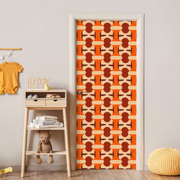 Geometrisch - Retro - Oranje deurposter klein 289 -sfeer4