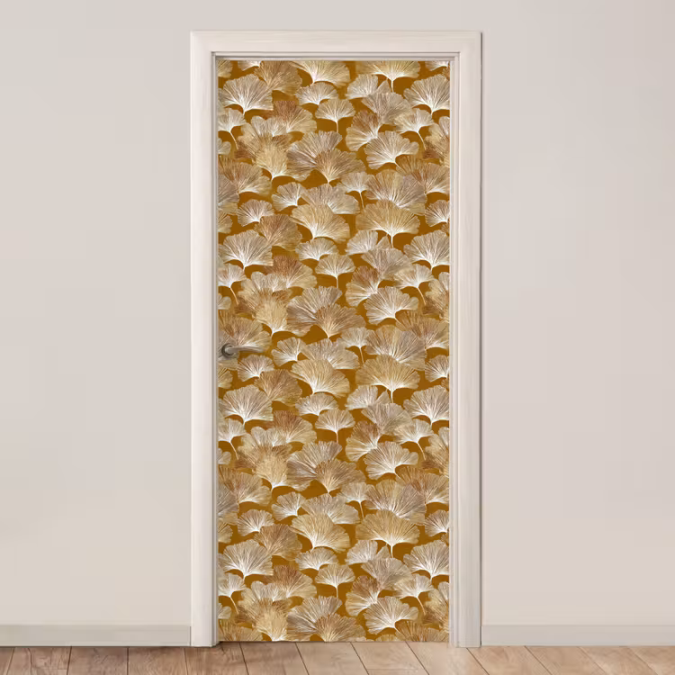 Ginkgo - Bladeren - Goud deurposter klein 289 -3d_beige