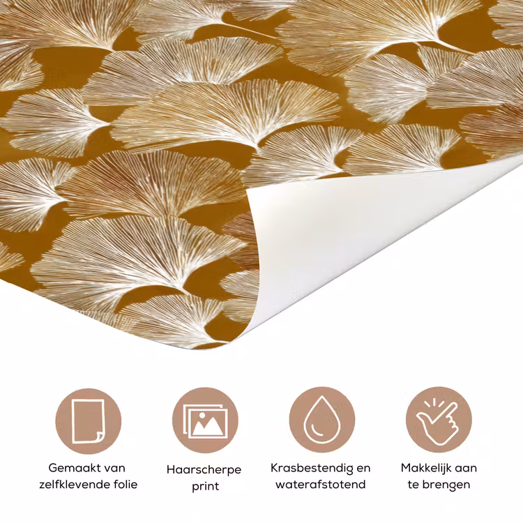 Ginkgo - Bladeren - Goud deurposter klein 289 -closeup_NL