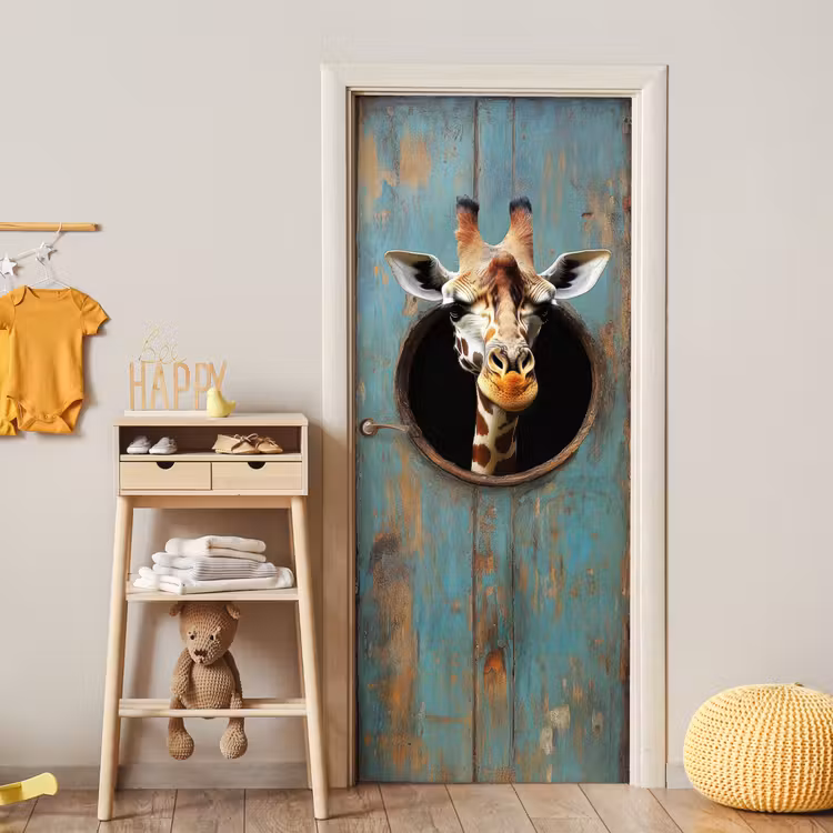 Giraf - Hout - Doorkijk - Dieren - Kop deurposter klein -sfeer4
