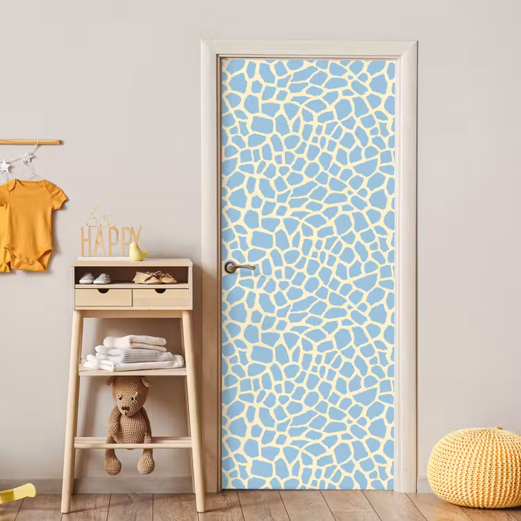 Giraf - Modern - Blauw deurposter klein 289 -sfeer4
