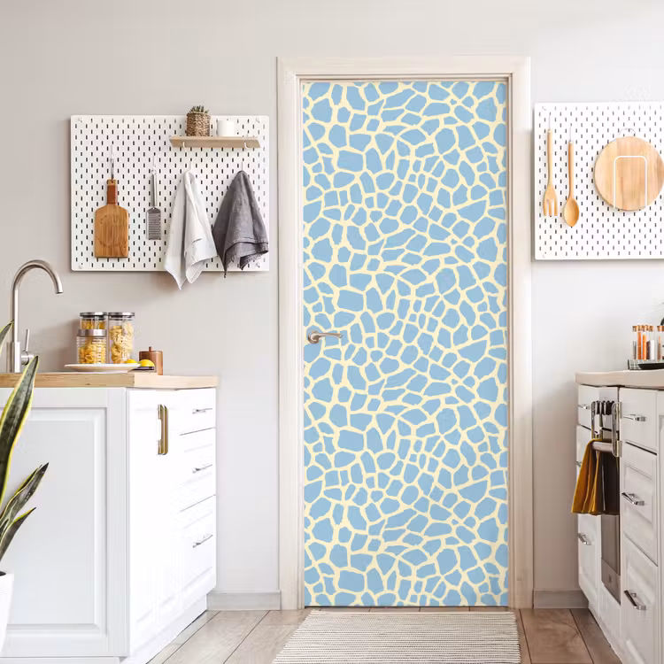 Giraf - Modern - Blauw deurposter klein 289 -sfeer5
