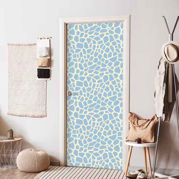 Giraf - Modern - Blauw deurposter klein 289 -sfeer6
