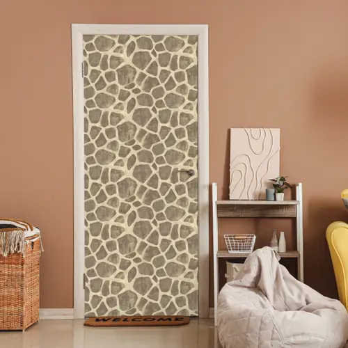Giraf - Patroon - Beige - Bruin deurposter klein 289 -sfeer1
