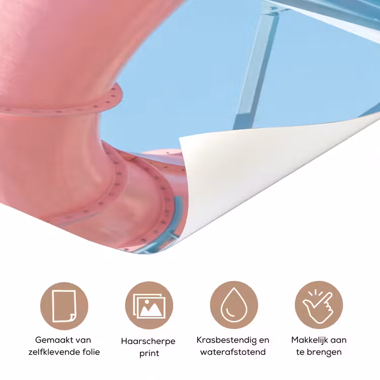 Glijbaan - Waterpark - Spiraal - Modern - Roze deurposter klein -closeup_NL