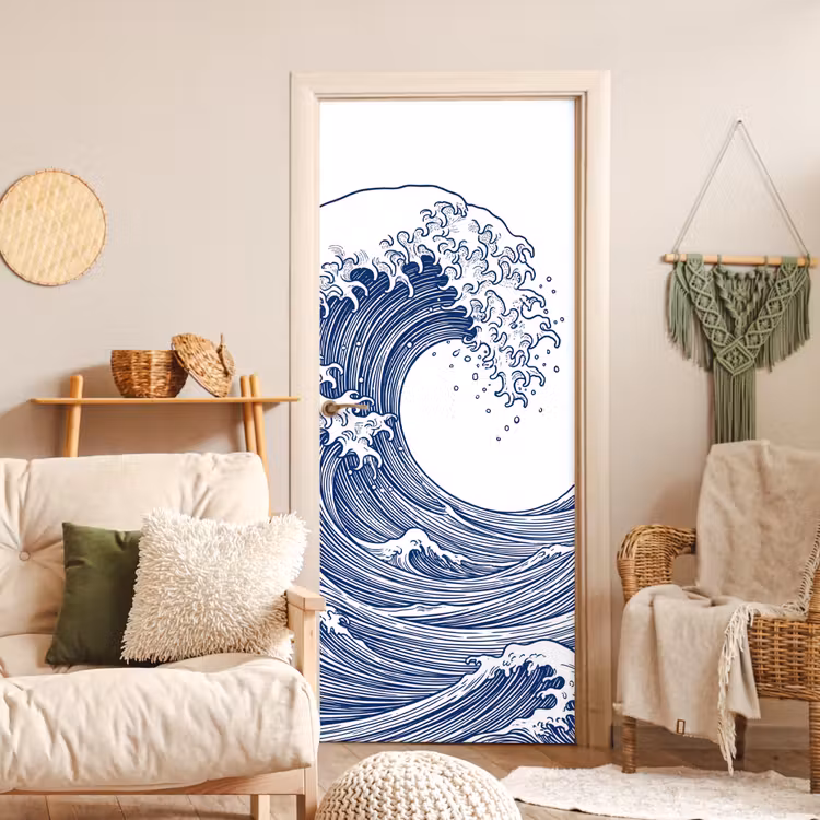Golf - Japans - Zee - Illustratie - Blauw deurposter klein -sfeer2