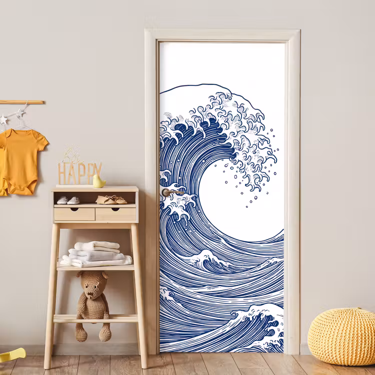 Golf - Japans - Zee - Illustratie - Blauw deurposter klein -sfeer4