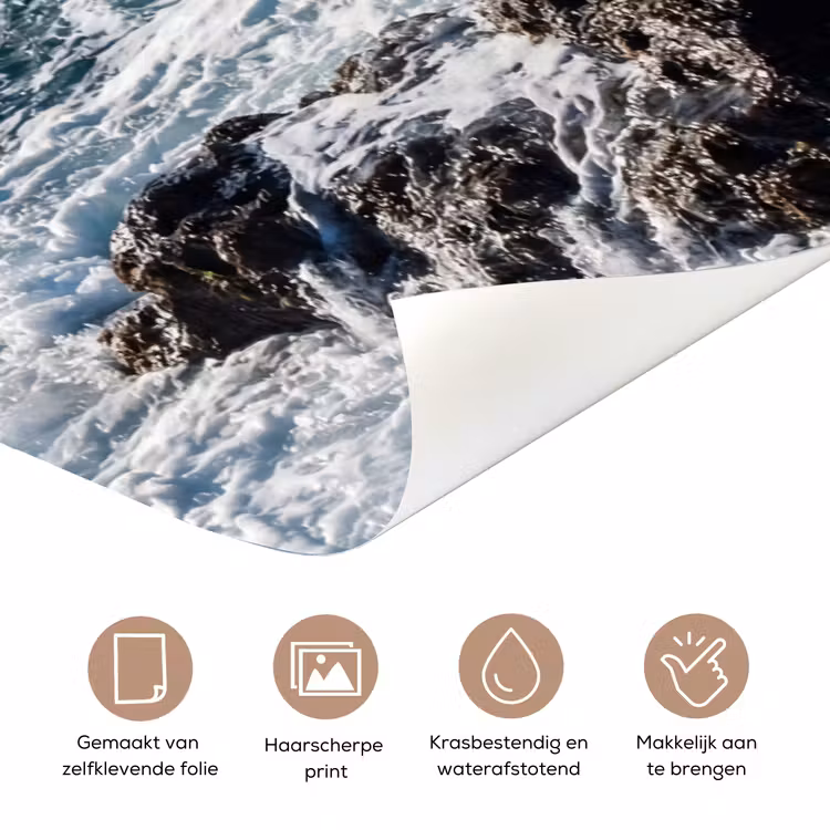 Golf - Oceaan - Brekend - Water - Blauw deurposter klein -closeup_NL