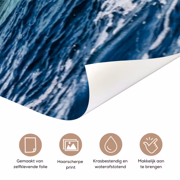 Golf - Oceaan - Water - Dynamisch - Blauw deurposter klein -closeup_NL