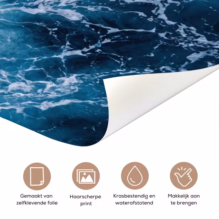 Golven - Oceaan - Blauw deurposter klein -closeup_NL