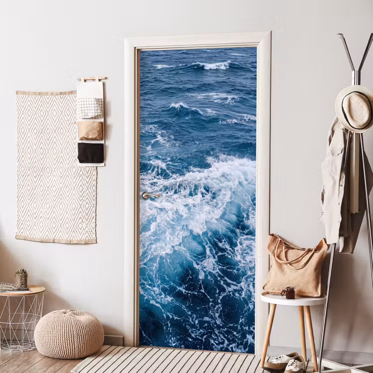 Golven - Oceaan - Blauw deurposter klein -sfeer6