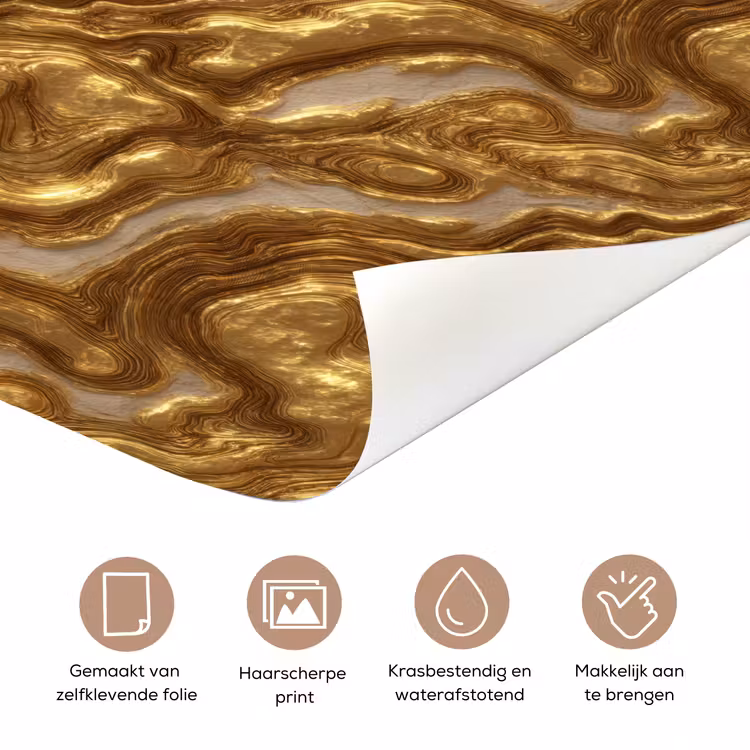 Golven - Organisch - Goud - Crème deurposter klein 289 -closeup_NL