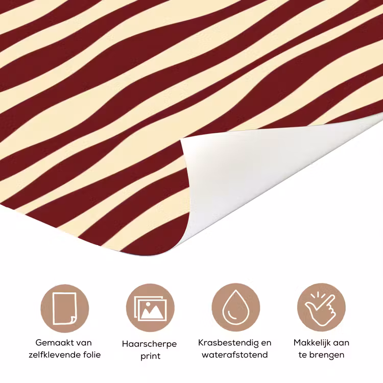 Golven - Rood - Patroon - Crème deurposter klein 289 -closeup_NL