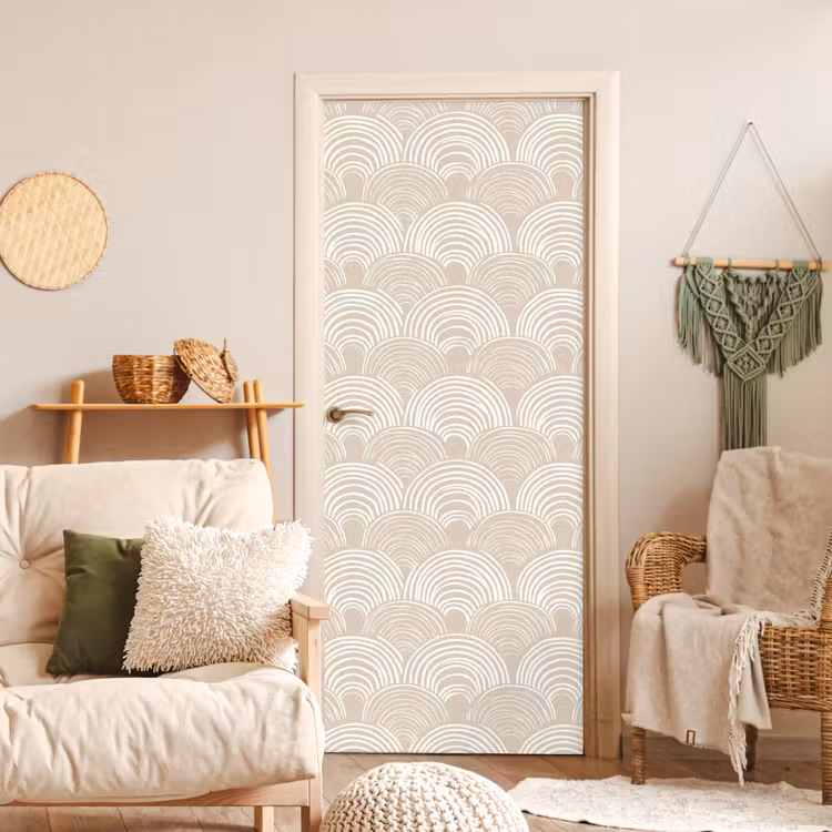 Golven - Structuur - Beige deurposter klein 289 -sfeer2