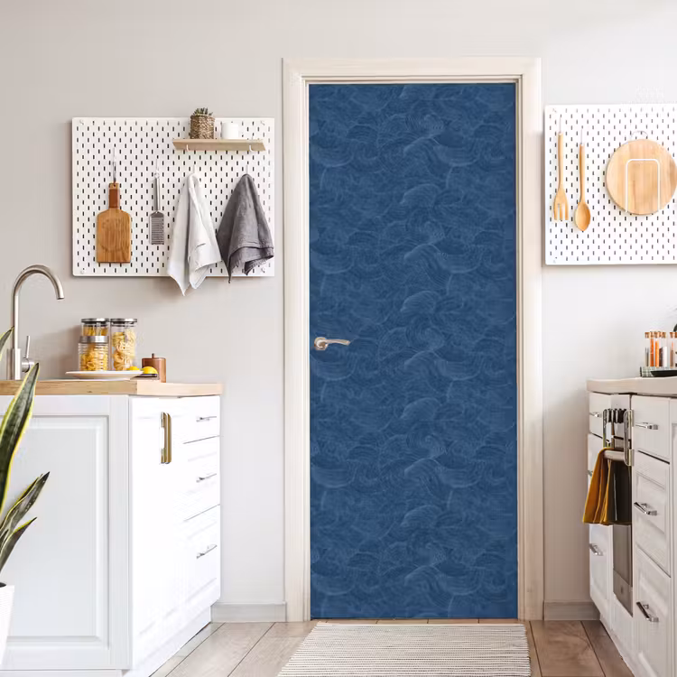 Golven - Textuur - Patroon - Blauw deurposter klein 289 -sfeer5
