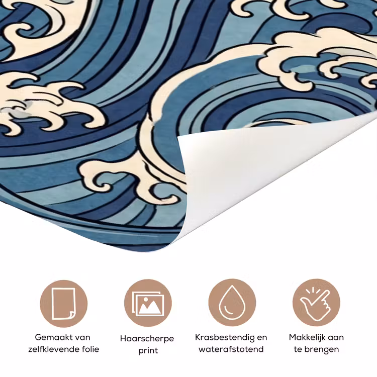 Golven - Zee - Natuur - Abstract - Blauw deurposter klein -closeup_NL