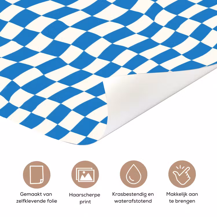 Golvend - Patroon - Blauw deurposter klein 289 -closeup_NL