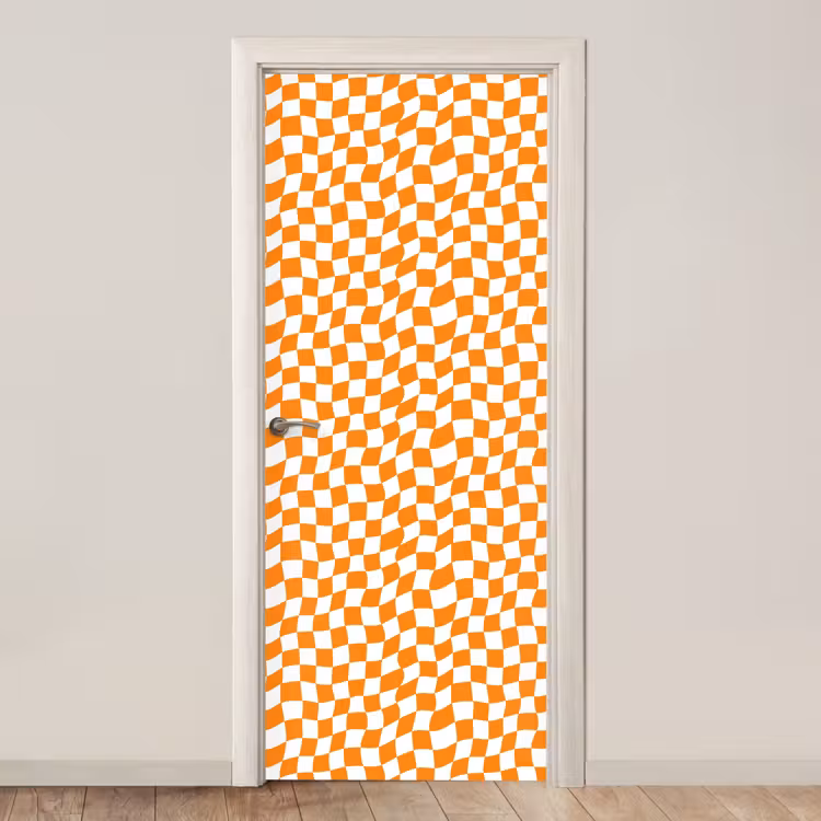 Golvend - Patroon - Oranje deurposter klein 289 -3d_beige