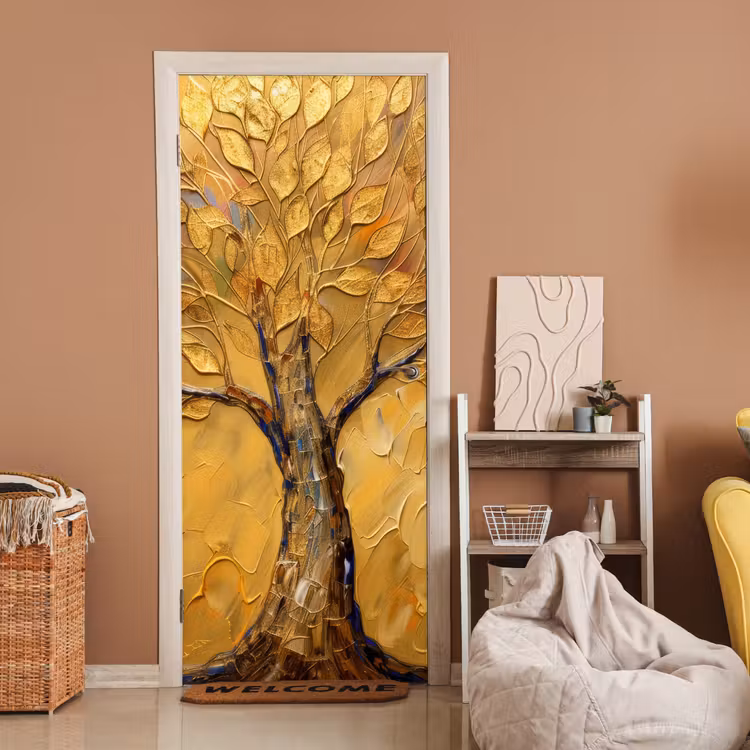 Goud - Boom - Abstract - Modern deurposter klein -sfeer1