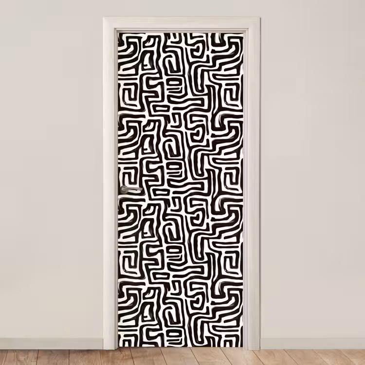 Grafisch - Lijnen - Zwart - Wit deurposter klein 289 -3d_beige