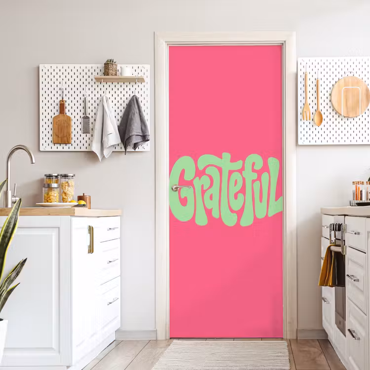 Grateful - Groen - Grafisch - Vloeiend deurposter klein -sfeer5