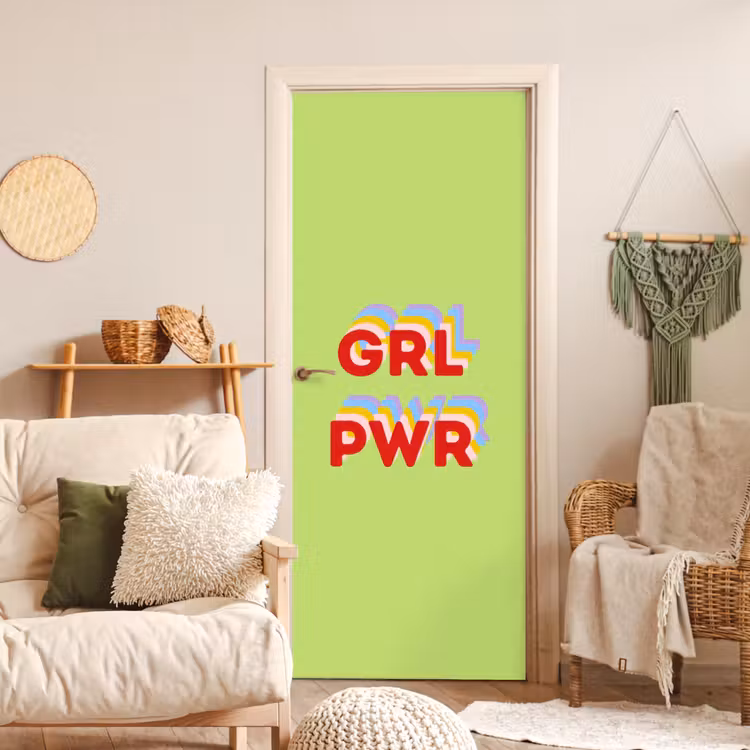 Grl pwr - Groen - Rood - 3D deurposter klein -sfeer2