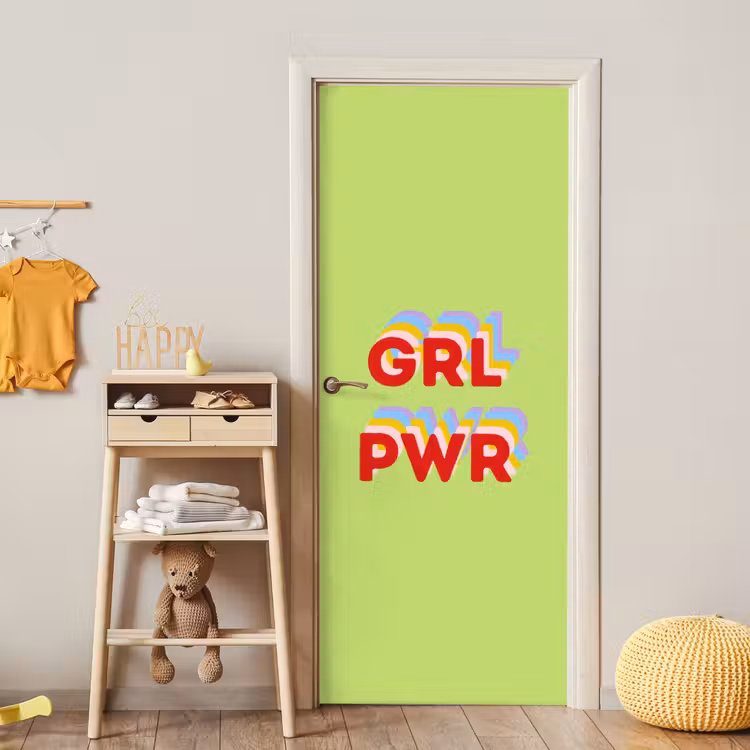 Grl pwr - Groen - Rood - 3D deurposter klein -sfeer4