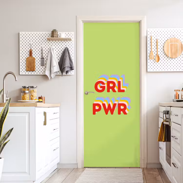 Grl pwr - Groen - Rood - 3D deurposter klein -sfeer5