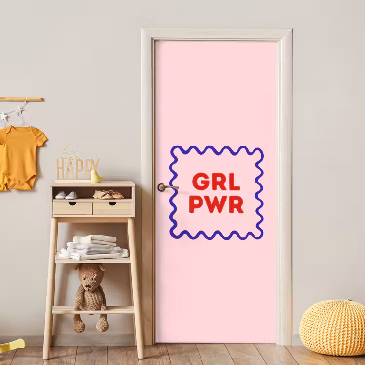 Grl pwr - Roze - Kader deurposter klein -sfeer4