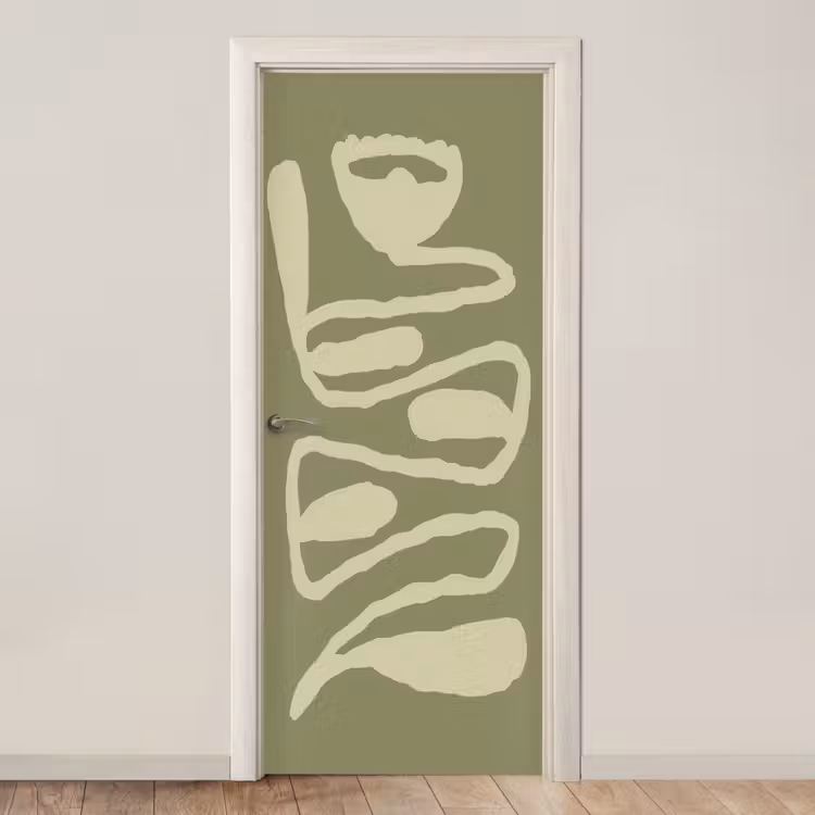 Groen - Abstracte kunst - Modern deurposter klein -3d_beige