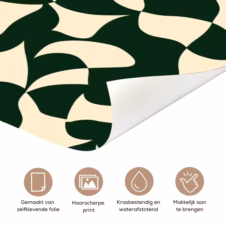 Groen - Organische vlakken - Crème deurposter klein 289 -closeup_NL