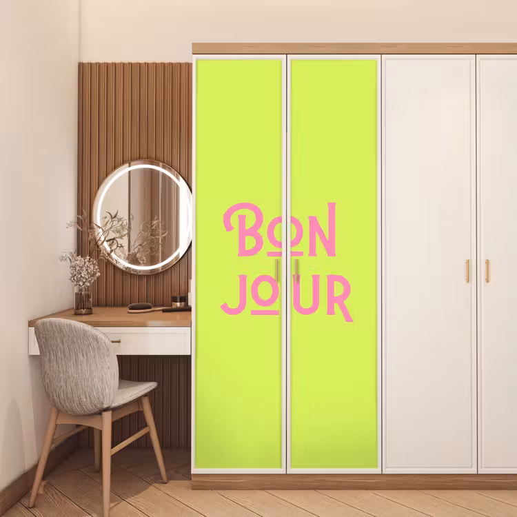 Groen - Roze bonjour - art-deco deurposter klein -sfeer3