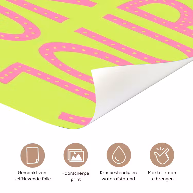 Groen - Smiley - Bonjour - Roze deurposter klein -closeup_NL