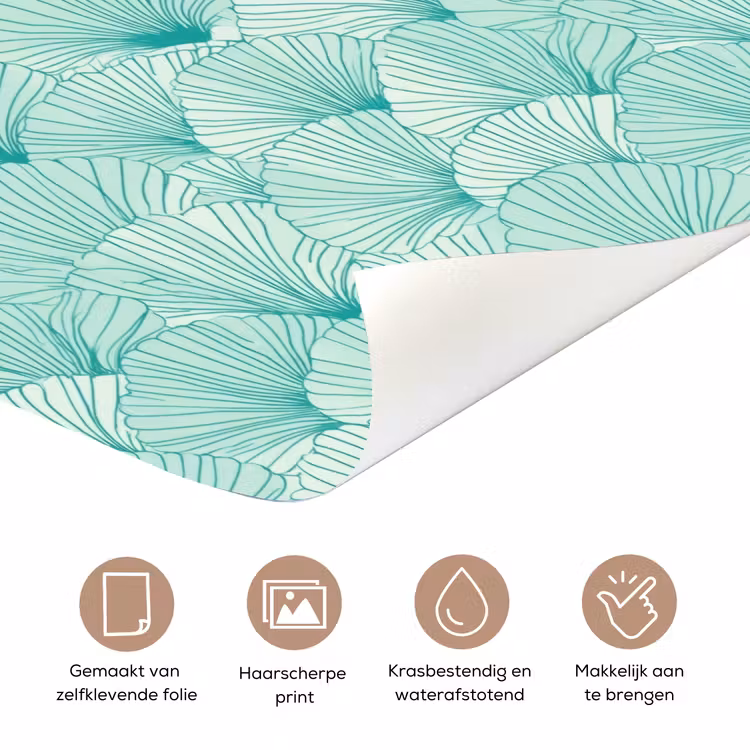 Groen - Wit - Ginko - Getekend - Textuur deurposter klein 289 -closeup_NL