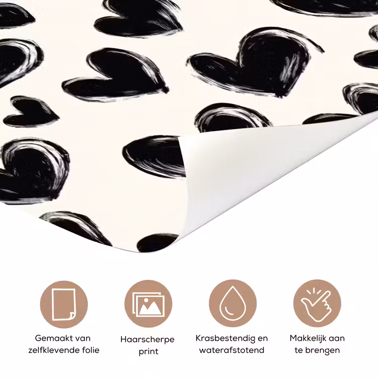 Hartjes - Patroon - Zwart deurposter klein 289 -closeup_NL