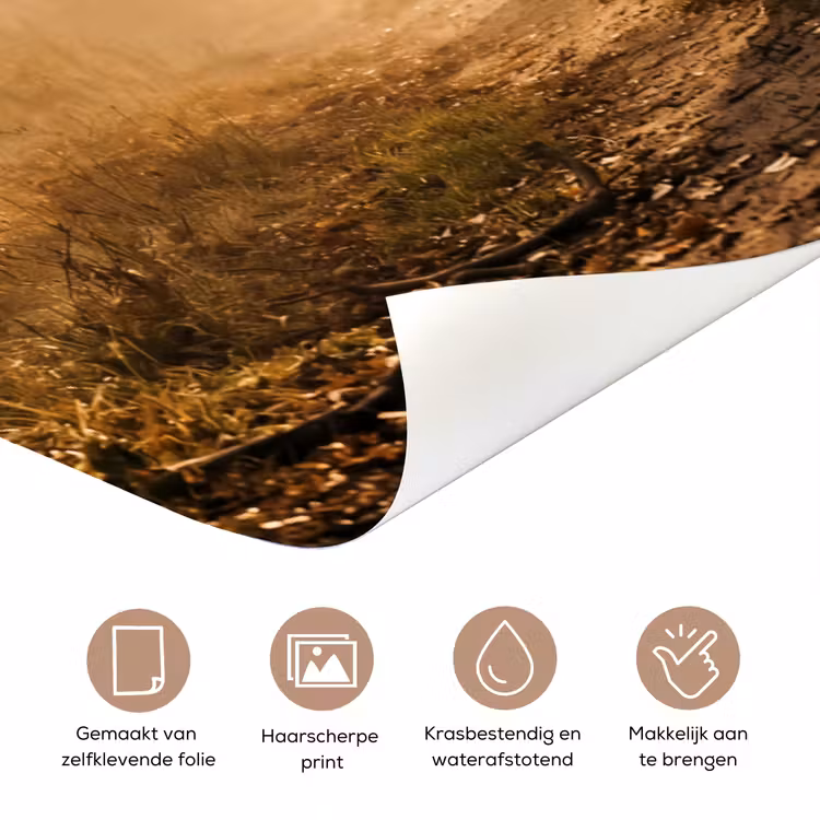 Hert - Bos - Mistig - Natuur - Goud deurposter klein -closeup_NL
