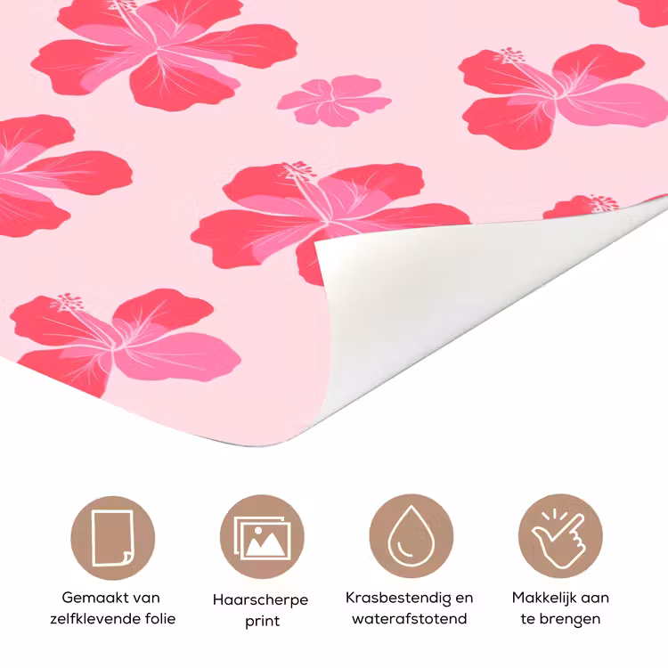 Hibiscus - Bloemen - Roze deurposter klein 289 -closeup_NL