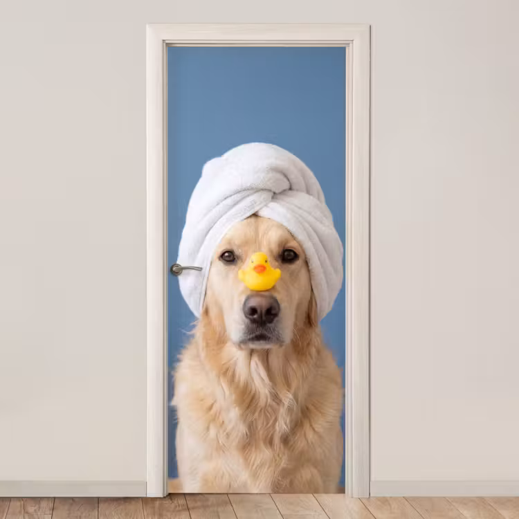 Hond - Badeend - Geel deurposter klein -3d_beige