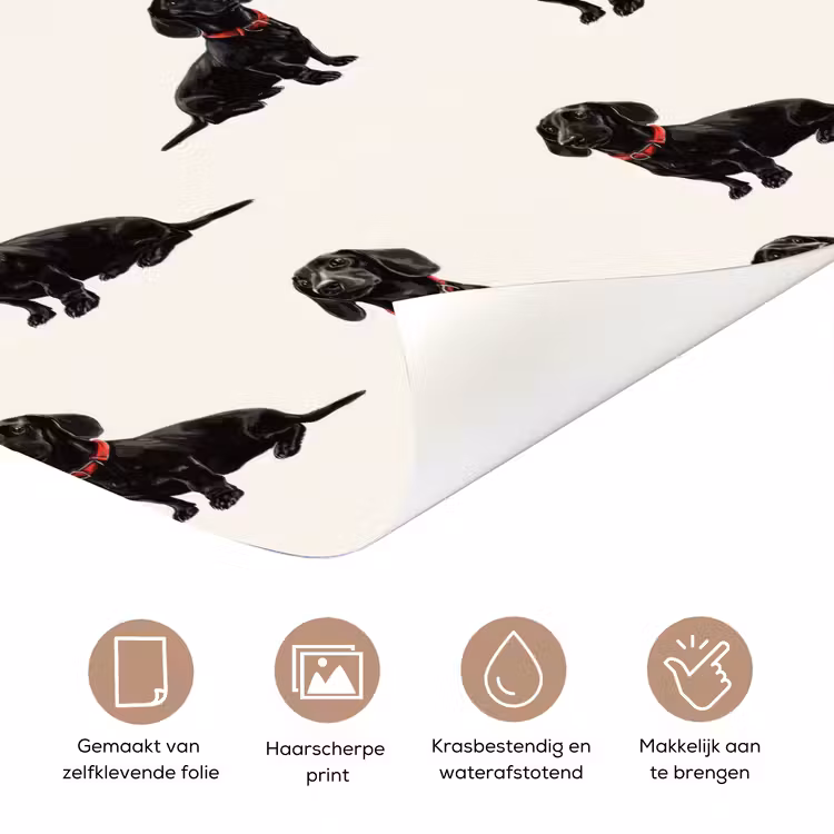 Hond - Patroon - Zwart deurposter klein 289 -closeup_NL