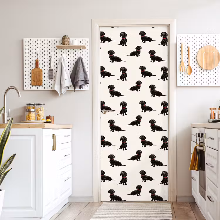 Hond - Patroon - Zwart deurposter klein 289 -sfeer5