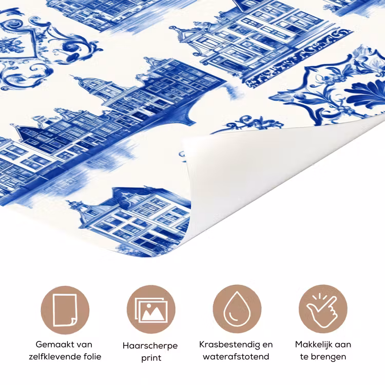 Huizen - Schepen - Blauw deurposter klein 289 -closeup_NL