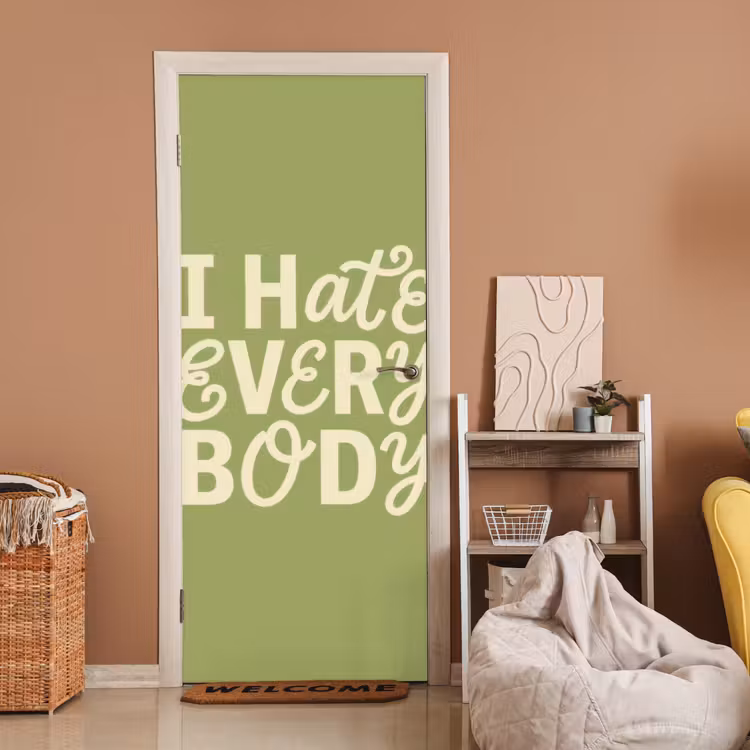 I hate everybody - Groen - Retro deurposter klein -sfeer1