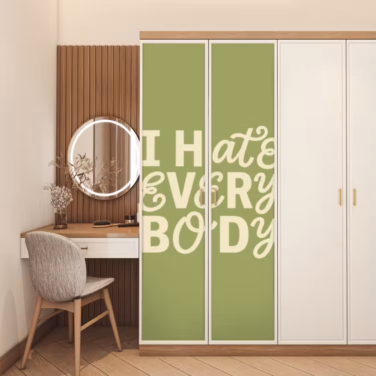 I hate everybody - Groen - Retro deurposter klein -sfeer3