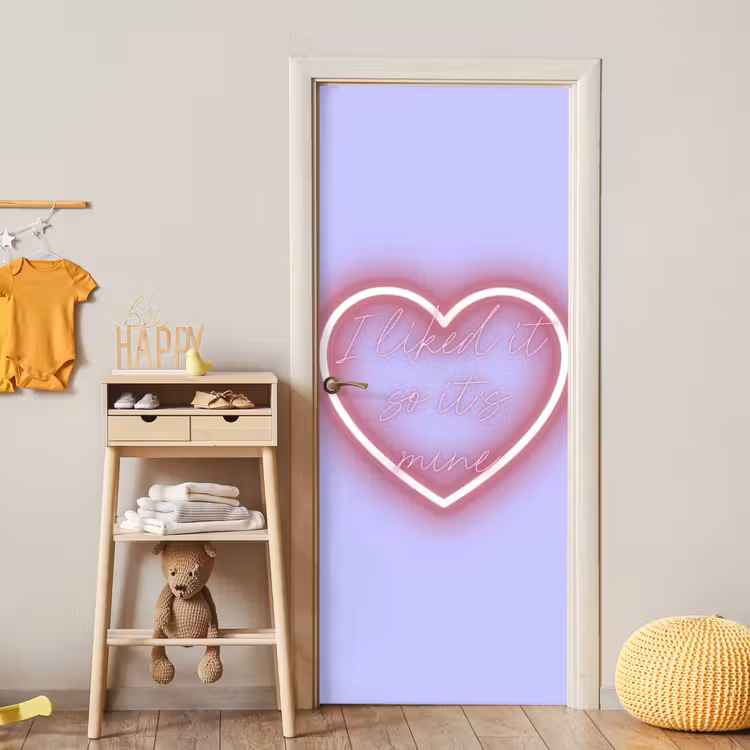 I liked it so it's mine - Neon hart - Paars deurposter klein -sfeer4