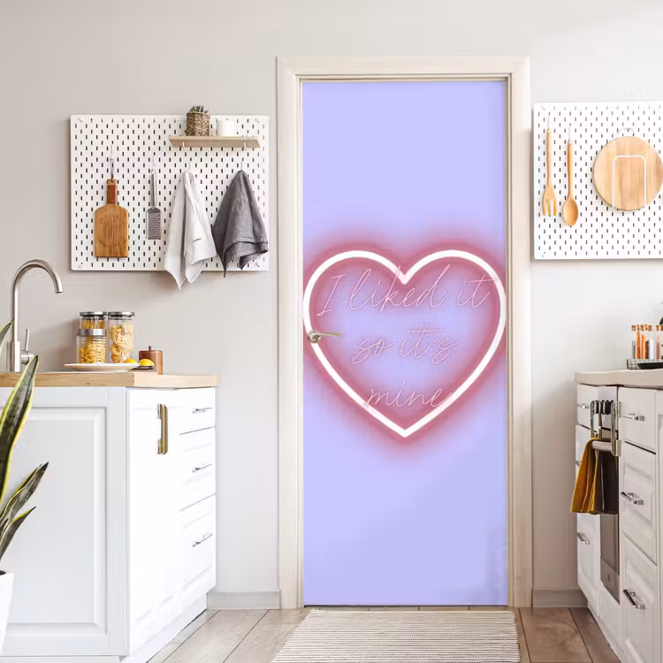 I liked it so it's mine - Neon hart - Paars deurposter klein -sfeer5
