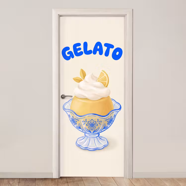 IJs - Citroen - Illustratie - Geel - Dessert deurposter klein -3d_beige