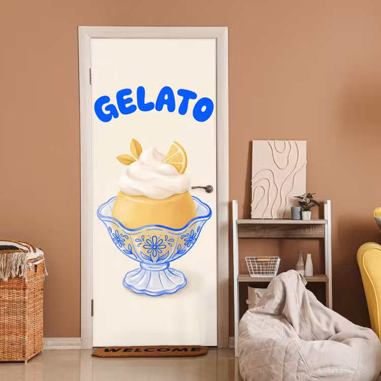 IJs - Citroen - Illustratie - Geel - Dessert deurposter klein -sfeer1