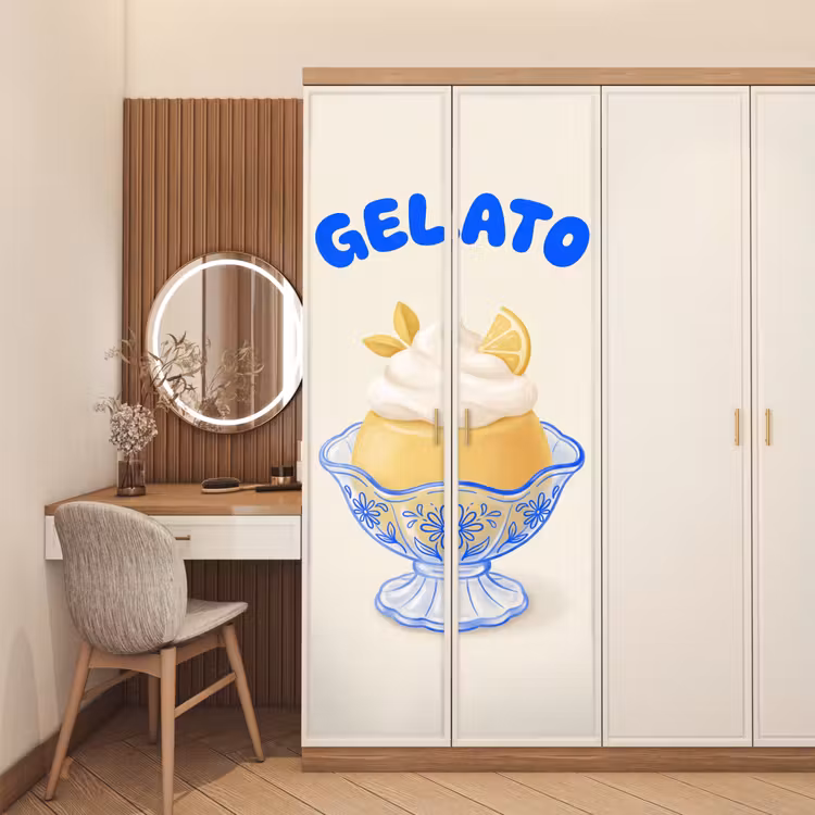 IJs - Citroen - Illustratie - Geel - Dessert deurposter klein -sfeer3