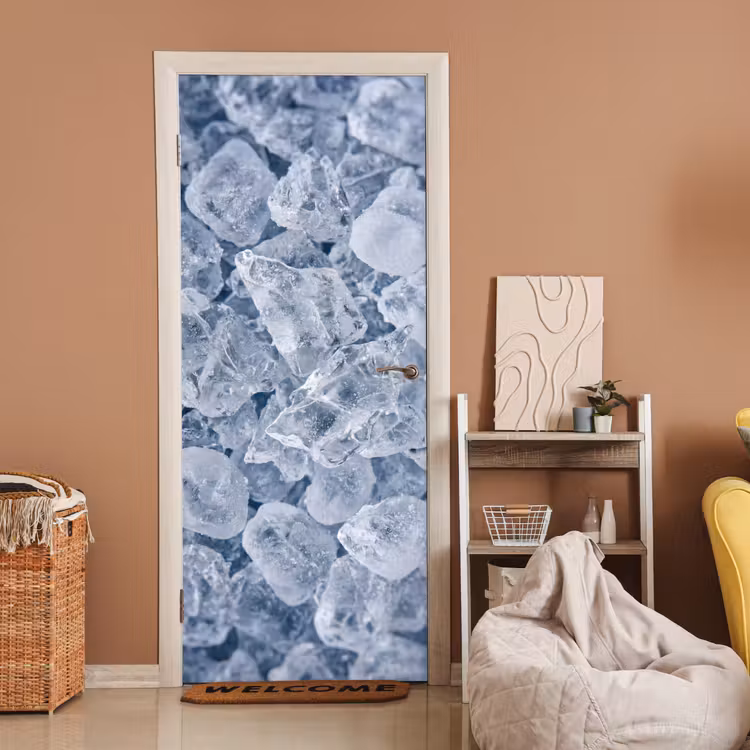 Ijsblokjes - Water - Blauw deurposter klein -sfeer1